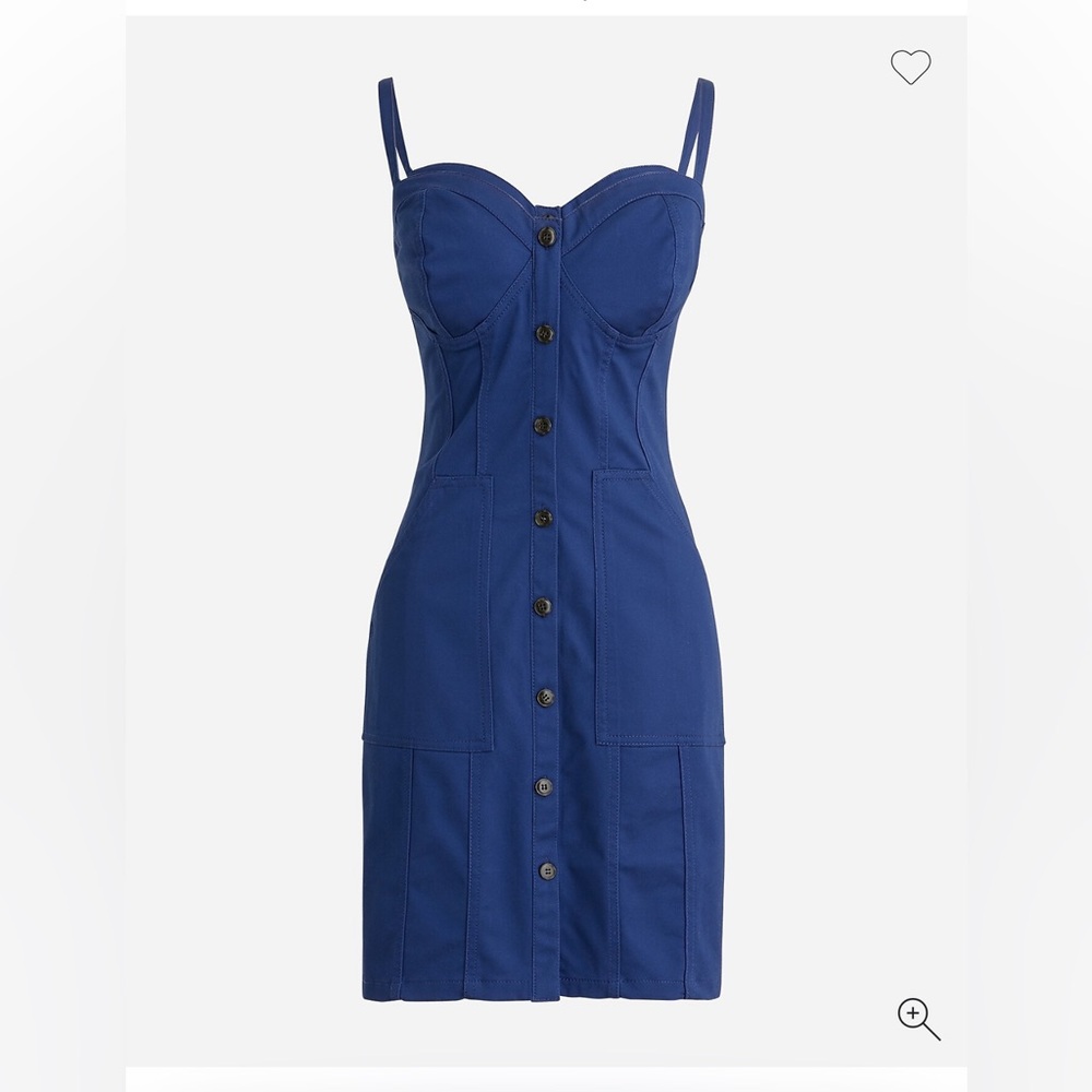 Nwt j crew woman’s 14 Stylish navy Blue Button-Down Dress stretch twill fabric